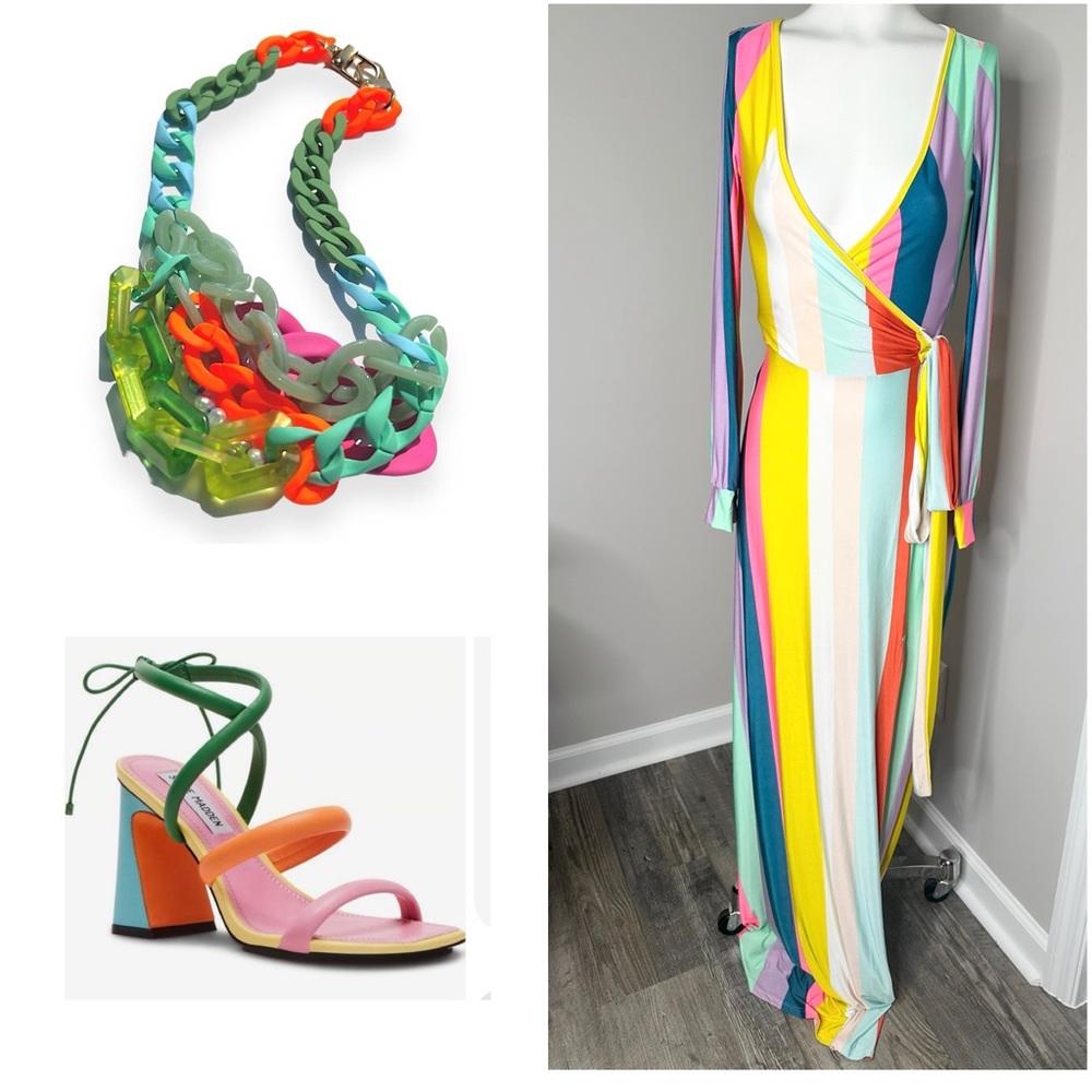 GOODTIME USA Colorful Striped Maxi Dress- NEW -SMALL